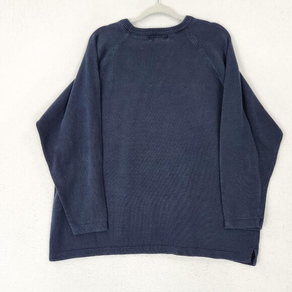 Eddie Bauer Sweater Womens Large Blue Cotton Crew Neck Vintage Knit Pullover - Picture 10 of 11